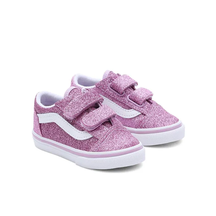 Vans Toddler Shoes 14 Years Kids Toddler Glitter Old Skool Hook And Loop Shoes 14 Years Purple