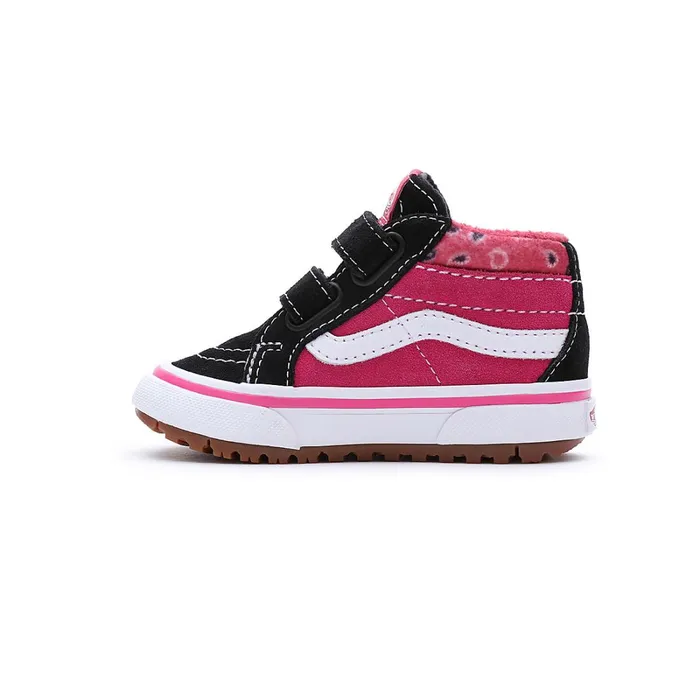 Vans View All Kids Toddler Paisley Sk8Mid Reissue MTE1 Hook And Loop Shoes 14 Years Black Pink