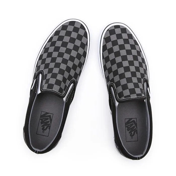 Vans View All Men Checkerboard Classic SlipOn Shoes Black Grey