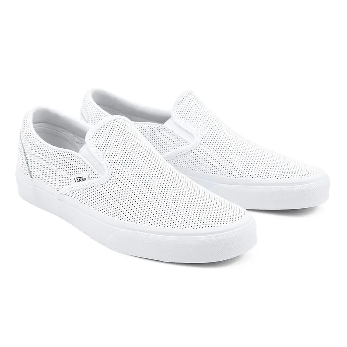 Vans View All Men Perf Leather Classic SlipOn Shoes White