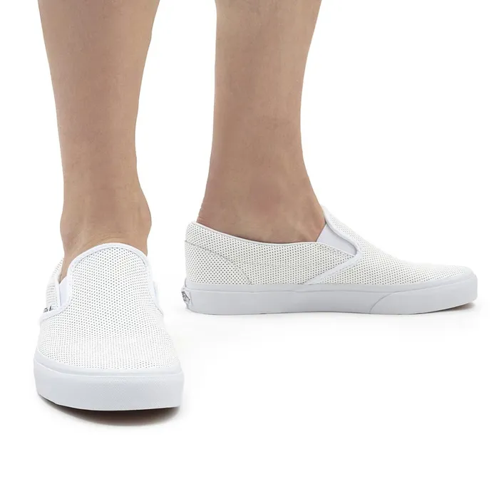 Vans View All Men Perf Leather Classic SlipOn Shoes White