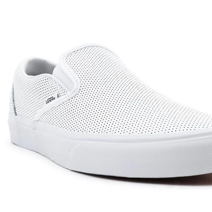 Vans View All Men Perf Leather Classic SlipOn Shoes White