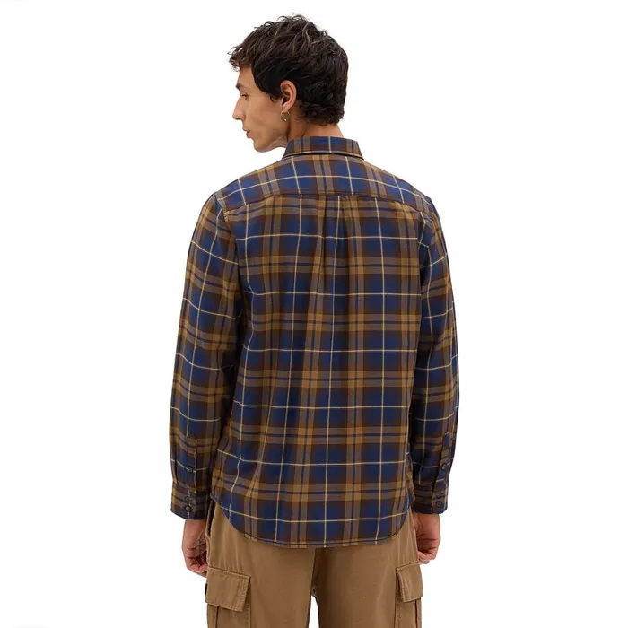 Vans View All Men Sycamore Long Sleeve Flannel Shirt Blue Brown