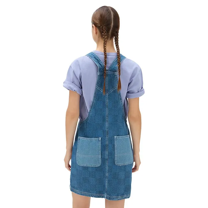 Vans View All Women Mended Check Denim Pinafore Dress Blue