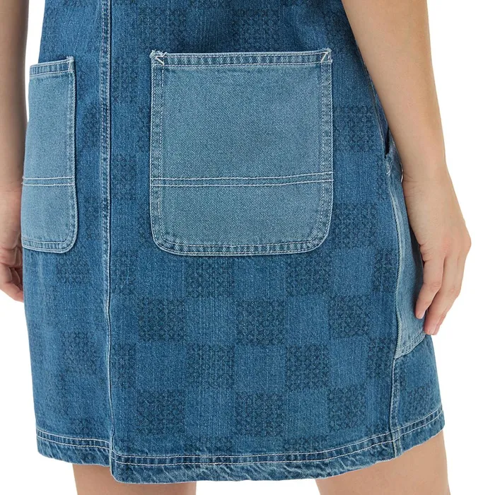 Vans View All Women Mended Check Denim Pinafore Dress Blue