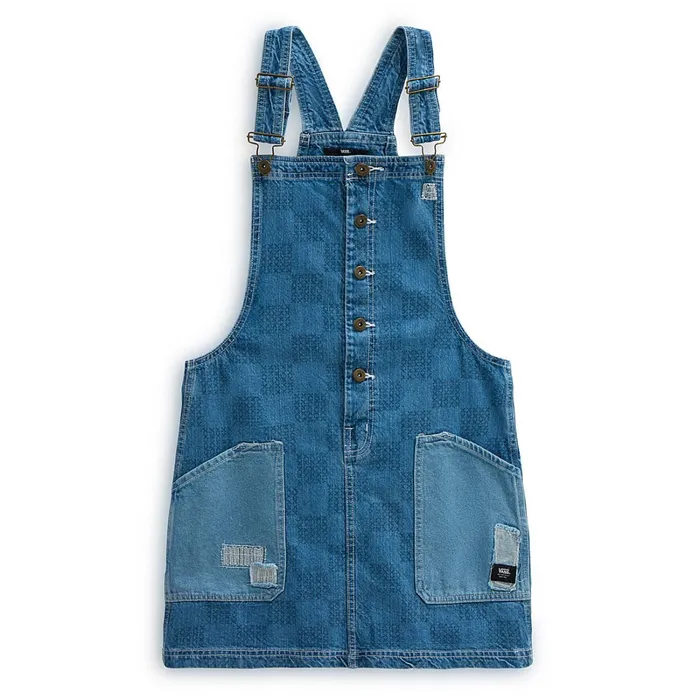 Vans View All Women Mended Check Denim Pinafore Dress Blue