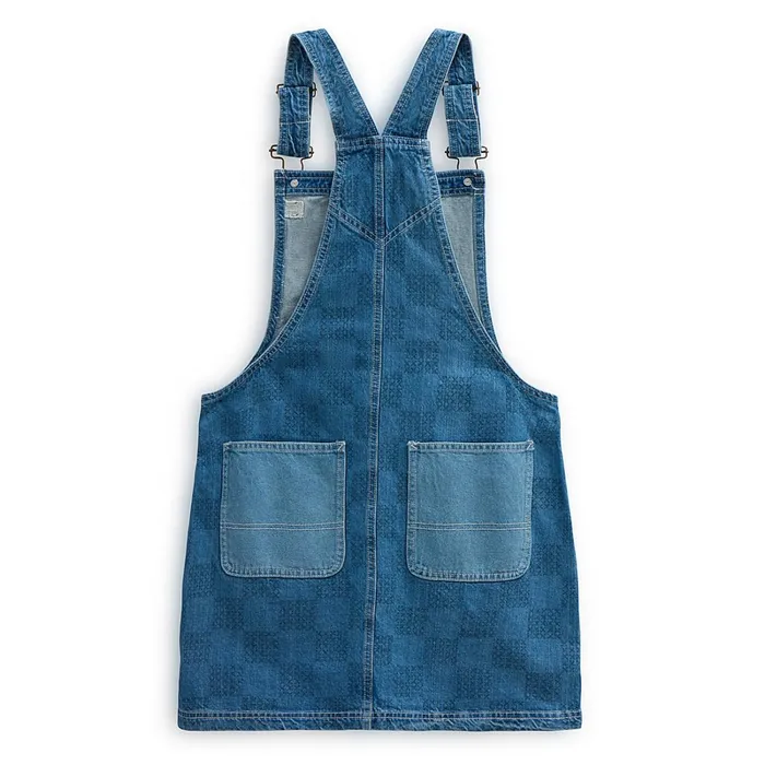 Vans View All Women Mended Check Denim Pinafore Dress Blue