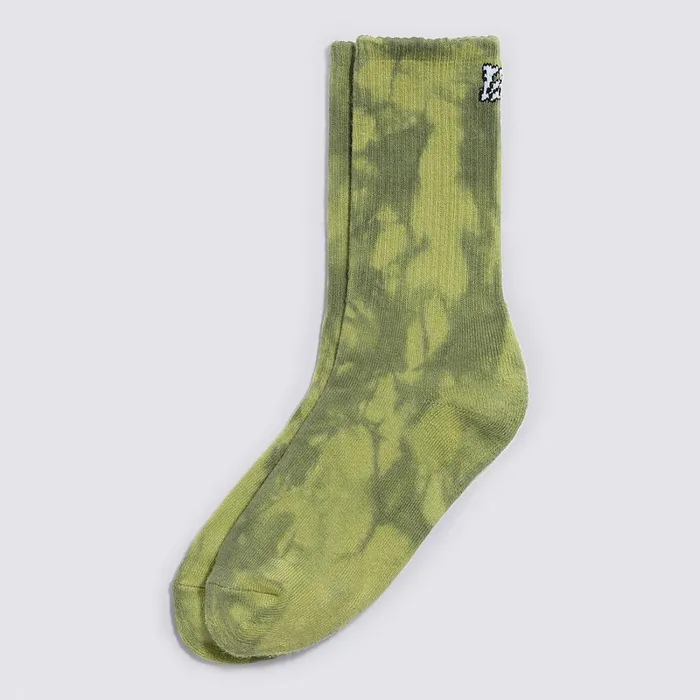 Vans View All Women Psych Skate Classics Tie Dye Crew Socks 1 Pair Green White