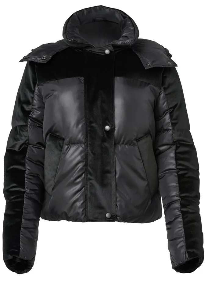 VELVET DETAIL PUFFER JACKET Black Women VENUS Coats