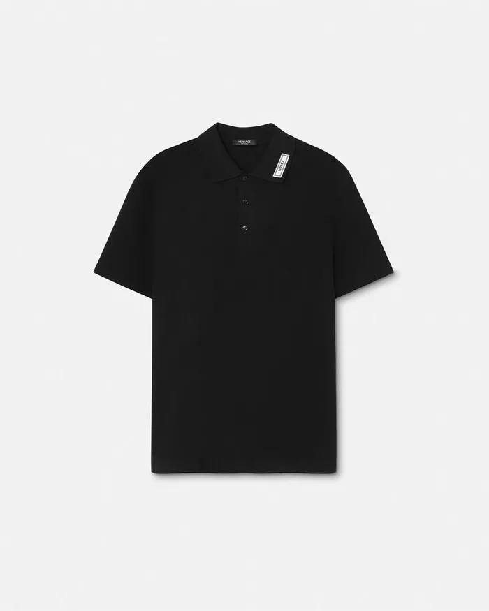 Versace 90s Vintage Logo Polo Shirt Black Men TShirts and Polos