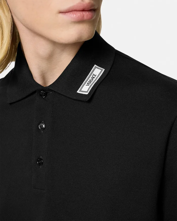 Versace 90s Vintage Logo Polo Shirt Black Men TShirts and Polos
