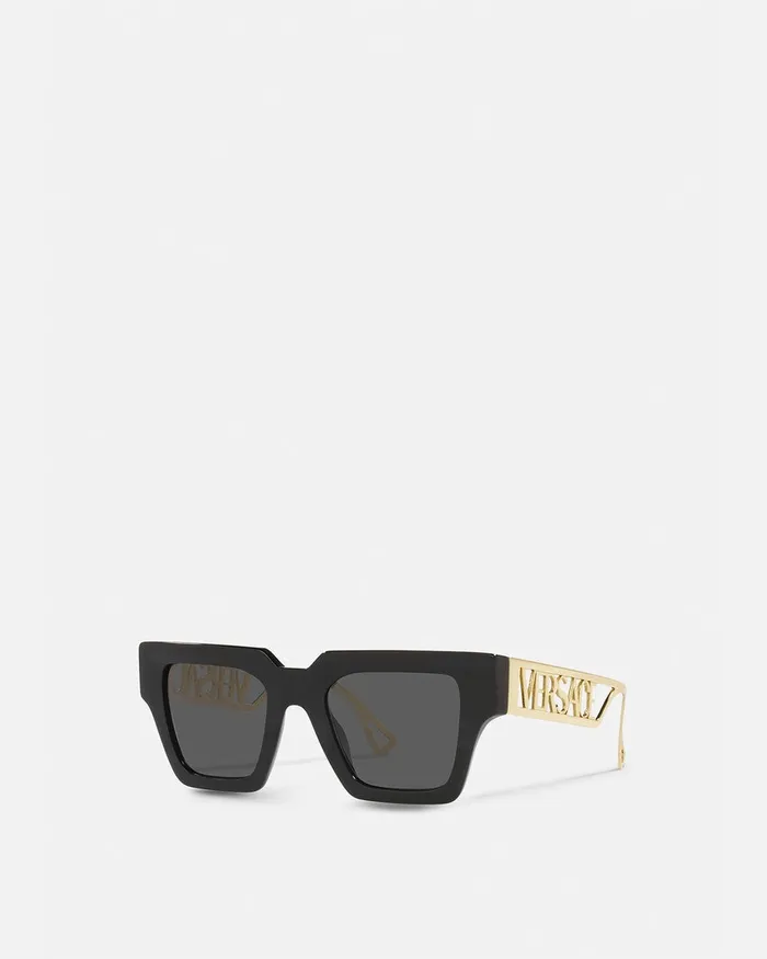Versace 90s Vintage Logo Sunglasses Blackgold WomenMen Sunglasses