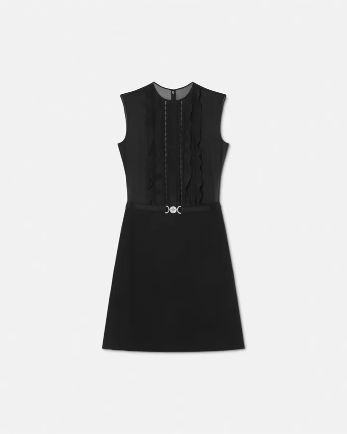 Versace ALine Silk Georgette Mini Dress Black Women Dresses