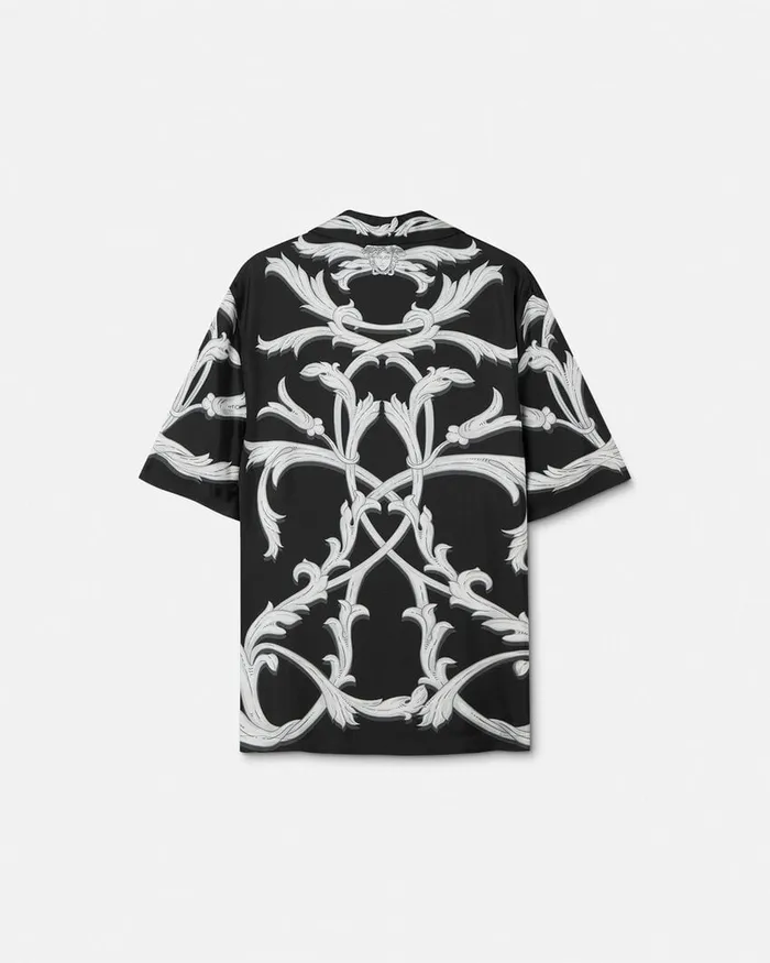 Versace Acanthus Leaves Silk Shirt Black Men Shirts