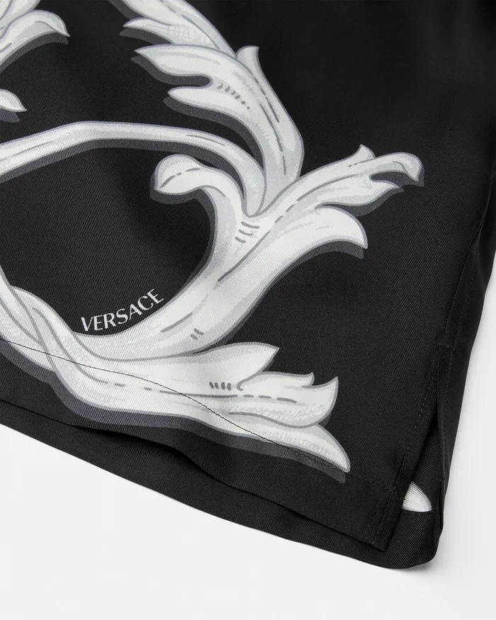 Versace Acanthus Leaves Silk Shirt Black Men Shirts