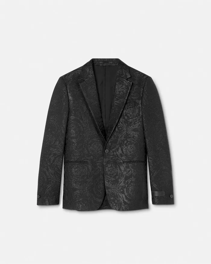 Versace Barocco Jacquard SingleBreasted Blazer Black Men Blazers and Suits