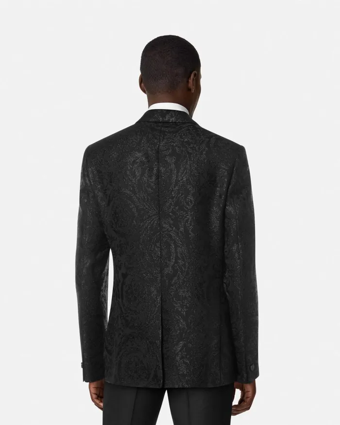 Versace Barocco Jacquard SingleBreasted Blazer Black Men Blazers and Suits