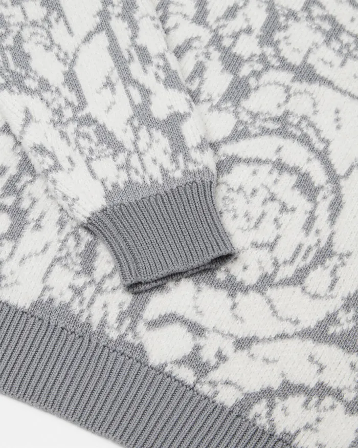 Versace Barocco Jacquard Sweater Gray Kids Knitwear and Sweatshirts