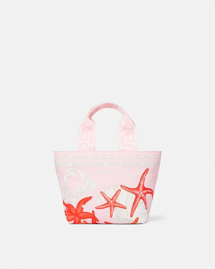 Versace Barocco Sea Canvas Small Tote Light Pink Kids Bags and Accessories