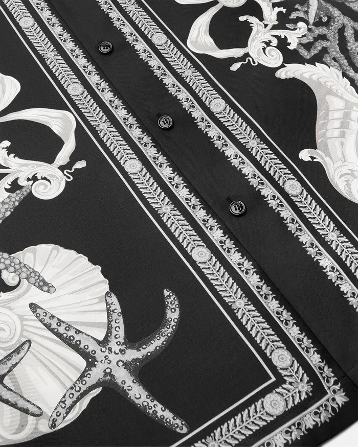 Versace Barocco Sea Silk Shirt Blackprint Men Shirts
