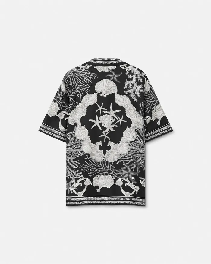Versace Barocco Sea Silk Shirt Blackprint Men Shirts