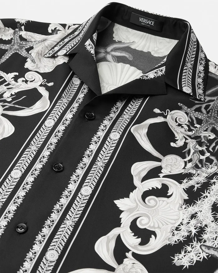 Versace Barocco Sea Silk Shirt Blackprint Men Shirts