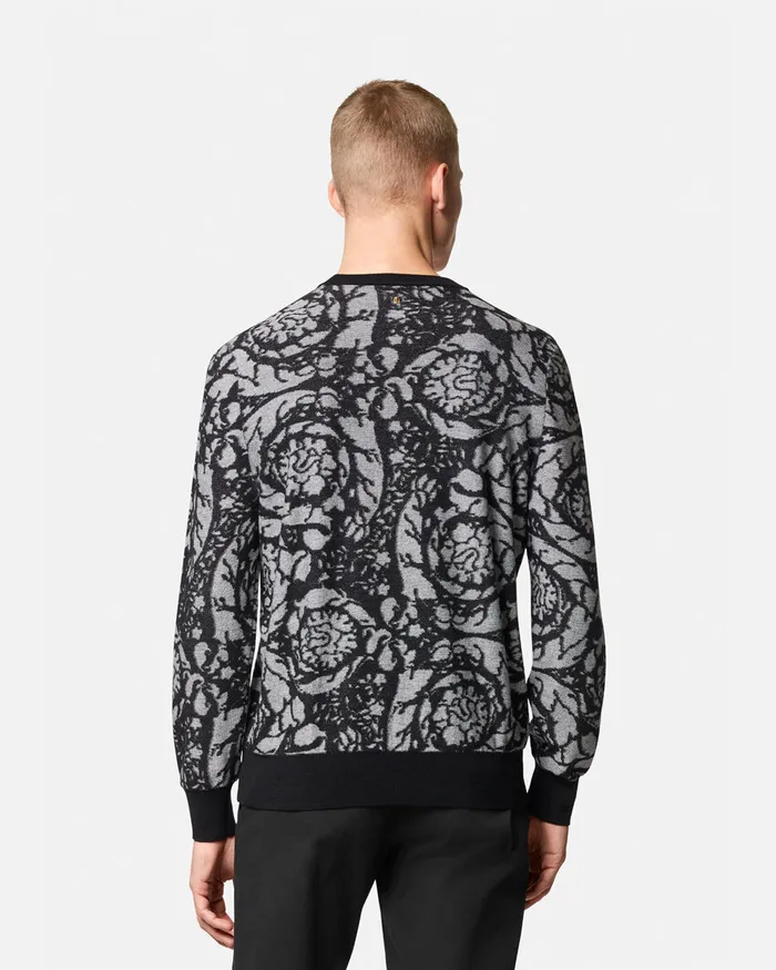 Versace Barocco Silhouette Vanis Sweater Blacksilver Men Knitwear