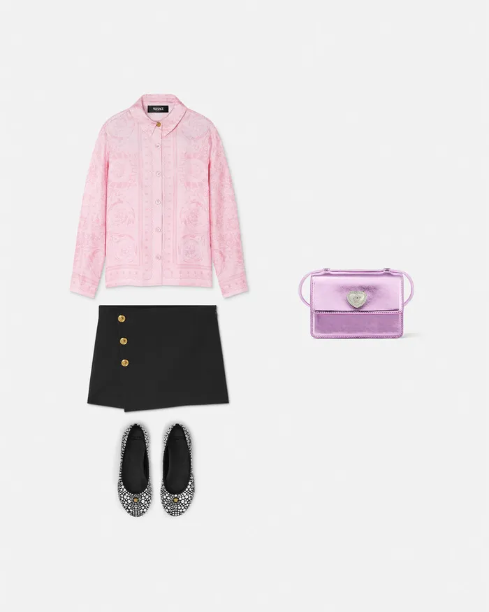 Versace Barocco Silk Shirt Pinkprint Kids Shirts and Tshirts