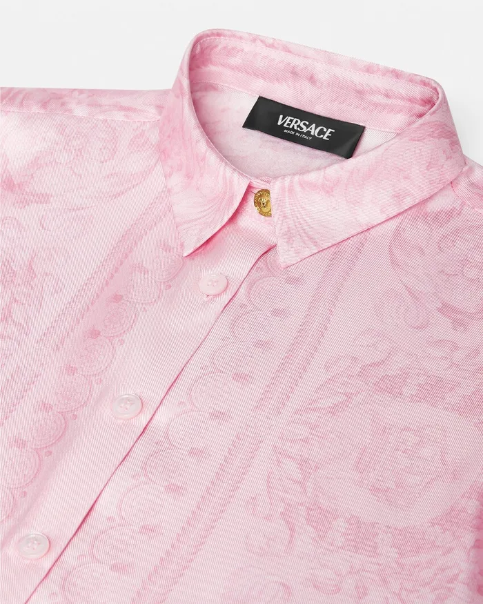 Versace Barocco Silk Shirt Pinkprint Kids Shirts and Tshirts