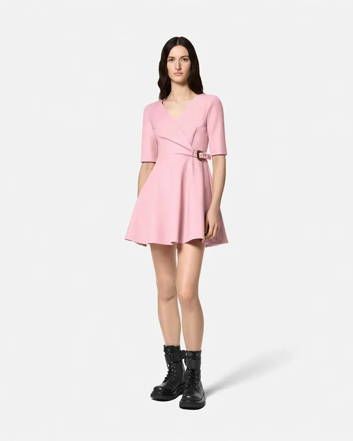 Versace Baroque Buckle Shift Mini Dress Pink Women Jeans Couture