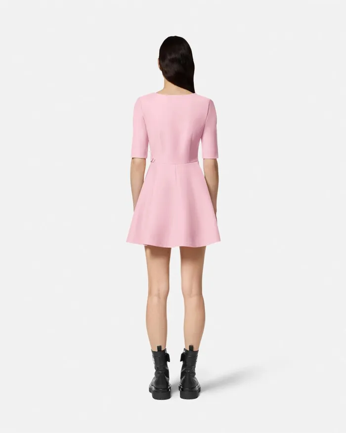 Versace Baroque Buckle Shift Mini Dress Pink Women Jeans Couture