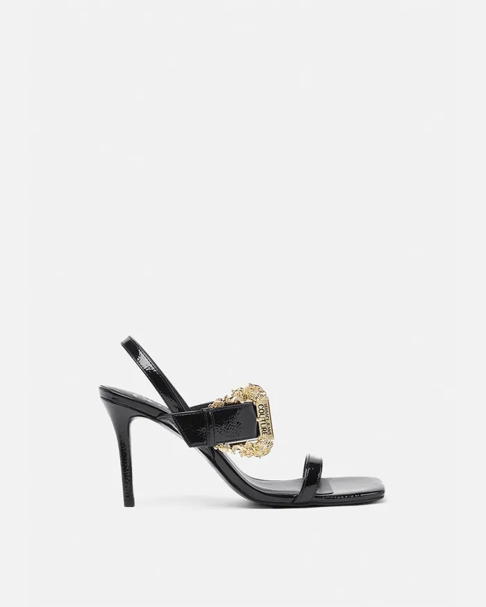 Versace Baroque Emily Slingback Sandals Blackprint Women Jeans Couture