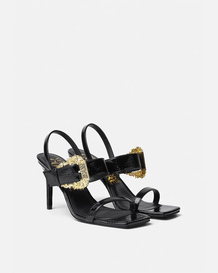 Versace Baroque Emily Slingback Sandals Blackprint Women Jeans Couture