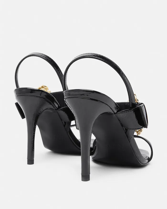 Versace Baroque Emily Slingback Sandals Blackprint Women Jeans Couture