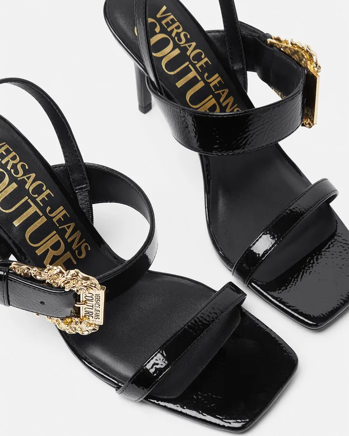 Versace Baroque Emily Slingback Sandals Blackprint Women Jeans Couture