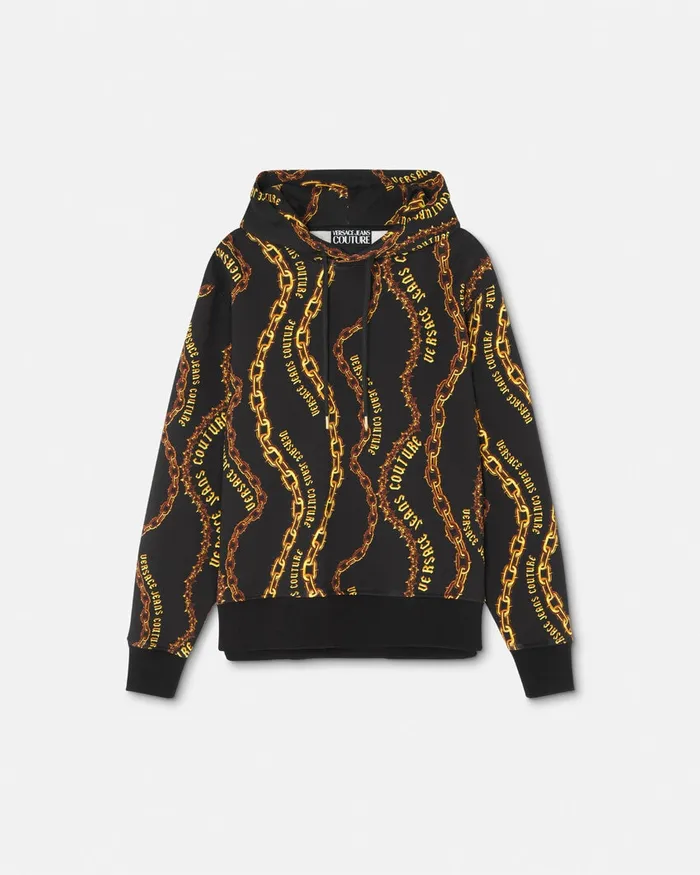 Versace Chain Couture Hoodie Blackgold Men Jeans Couture