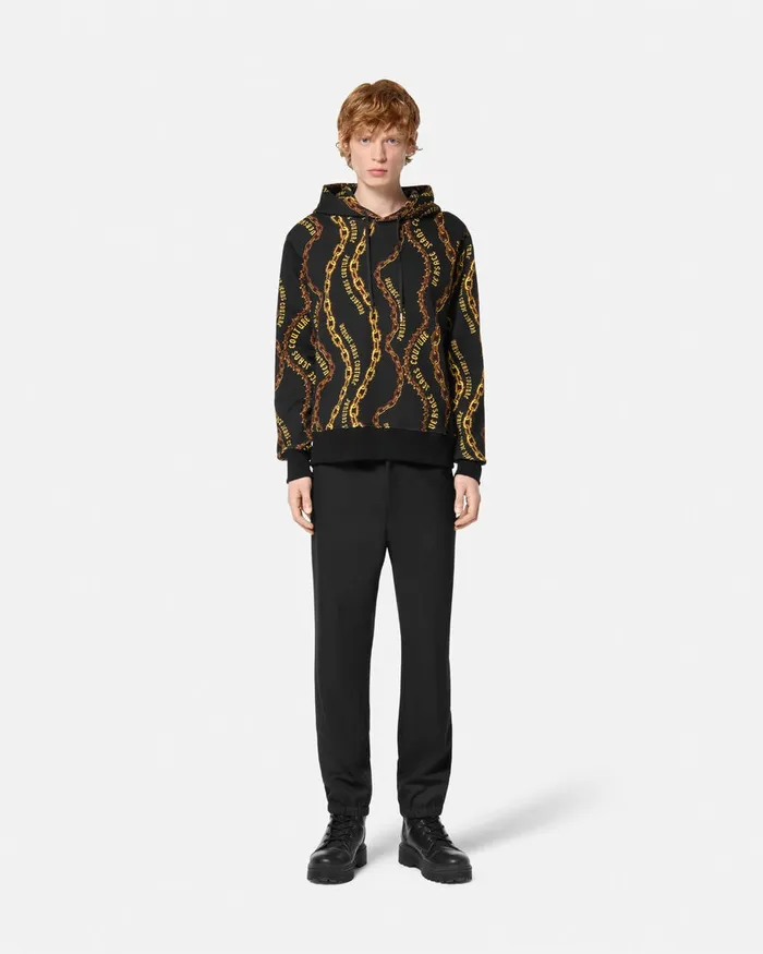 Versace Chain Couture Hoodie Blackgold Men Jeans Couture