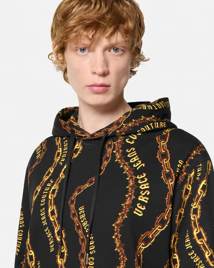 Versace Chain Couture Hoodie Blackgold Men Jeans Couture