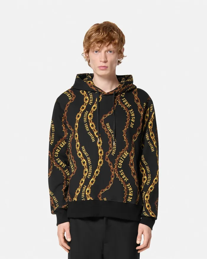 Versace Chain Couture Hoodie Blackgold Men Jeans Couture