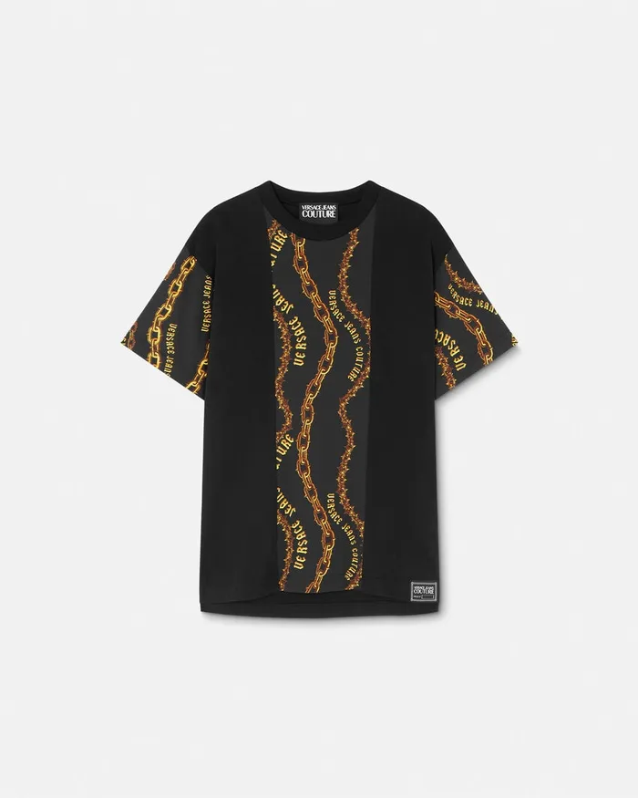 Versace Chain Couture RegularFit TShirt Blackgold Men Jeans Couture