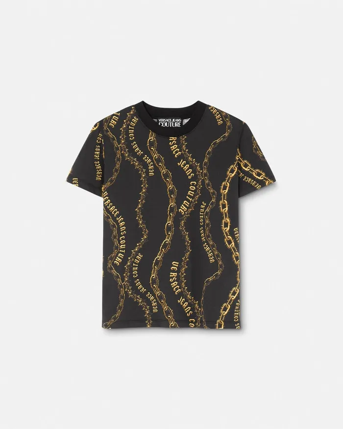 Versace Chain Couture TShirt Blackgold Women Jeans Couture