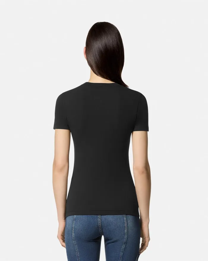 Versace Chain VEmblem TShirt Blackgold Women Jeans Couture