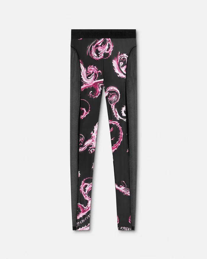 Versace Chromo Couture MeshPaneled Leggings Blackpink Women Jeans Couture