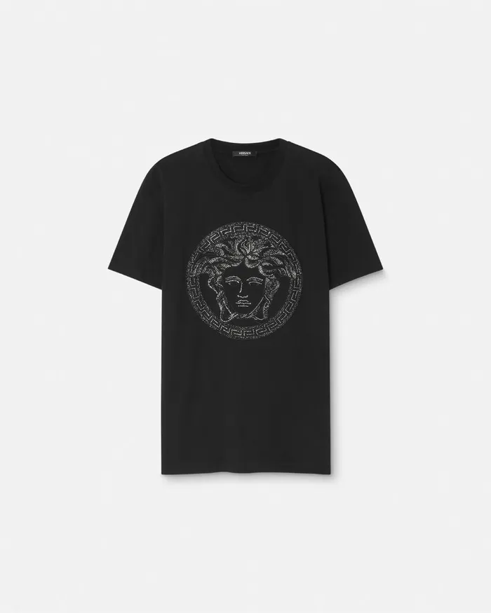 Versace Crystal Medusa TShirt Black Men TShirts and Polos