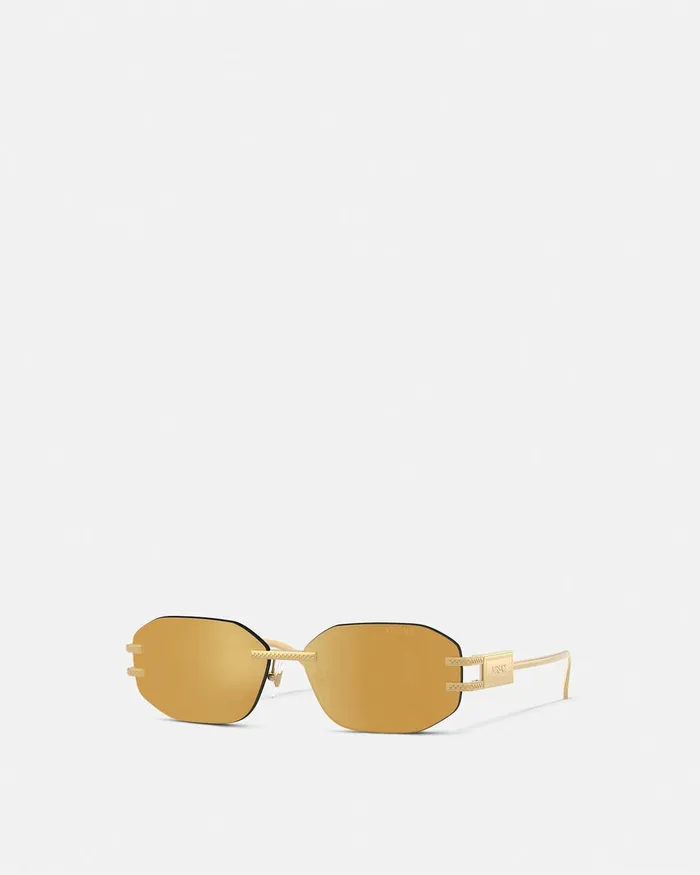 Versace Damier Plaque Sunglasses Gold Women Sunglasses