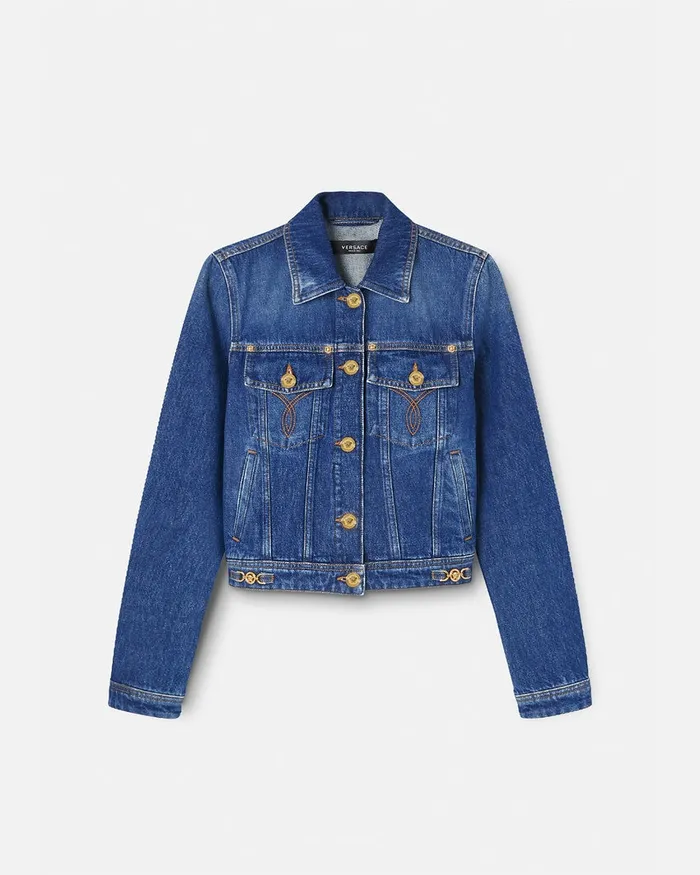 Versace Denim Jacket Blue Women Outerwear and Coats