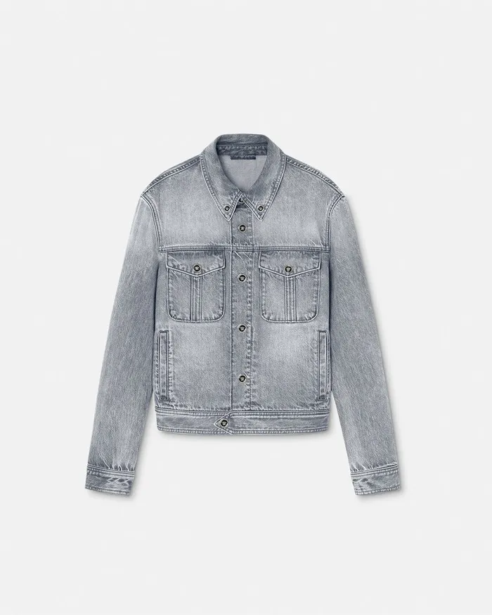 Versace Denim Jacket Gray Men Jackets and Coats
