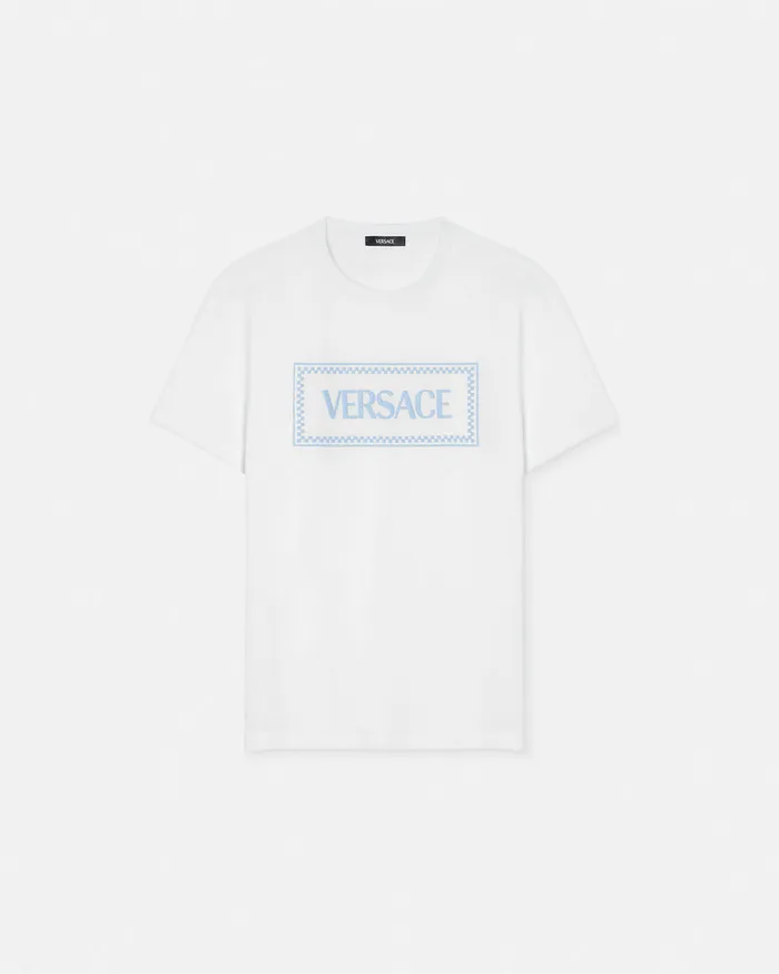 Versace Embroidered 03990s Vintage Logo TShirt White Men TShirts and Polos