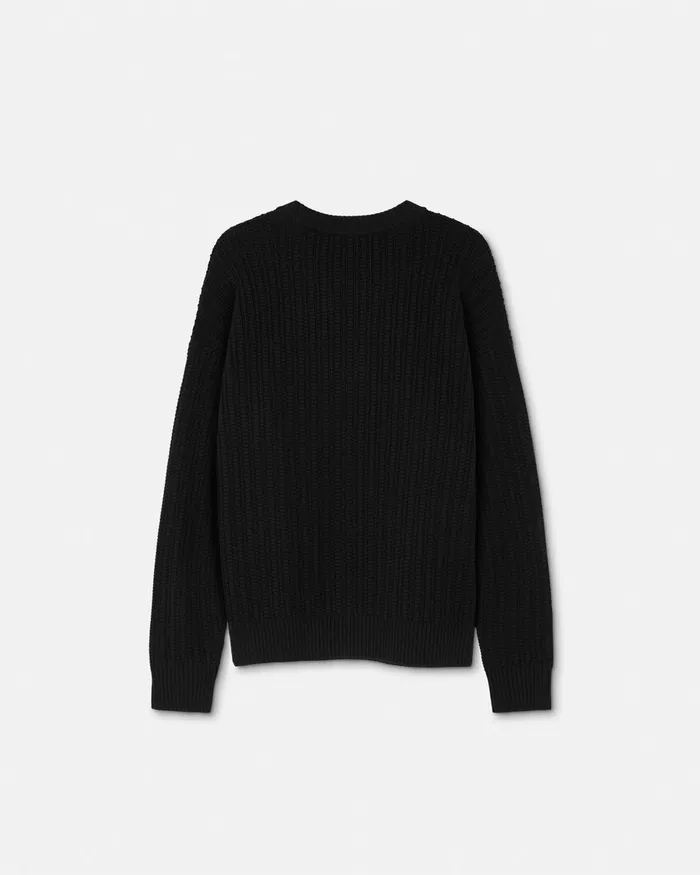 Versace Embroidered Medusa CableKnit Sweater Black Men Knitwear