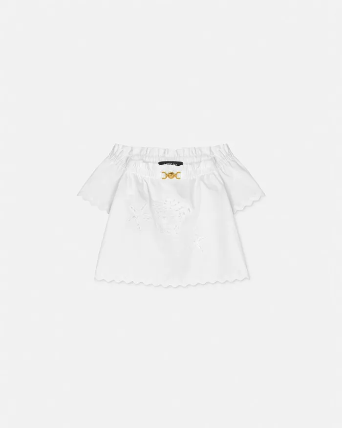 Versace Embroidered Sangallo Baby Shirt White Kids Shirts and Tshirts